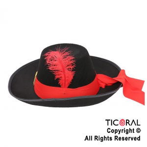 SOMBRERO MOSQUETERO CON PLUMA x 1
